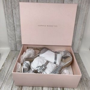 Sophia Webster Nicole Sandals Wmns Sz EU 39.5 US 9-9.5 Silver Ankle Buckle Heels